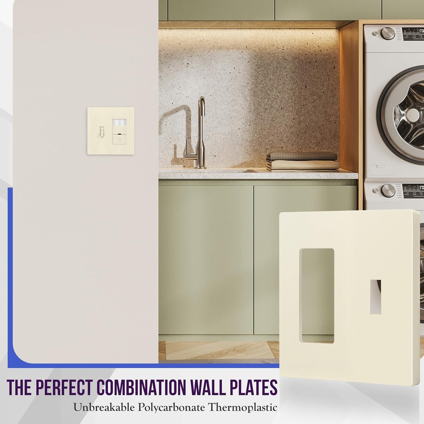 Placa pared interruptor palanca 4.68x4.73pulg termoplástico
