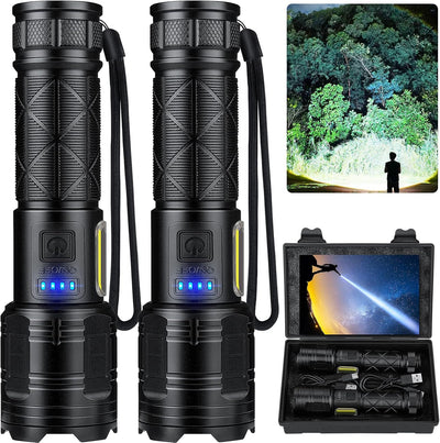 Linterna LED Recargable USB 99000 Lúmenes 7 Modos Impermeable Set 2