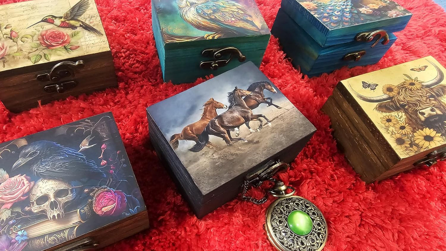 Caja recuerdo caballos decoración hogar 3.75"