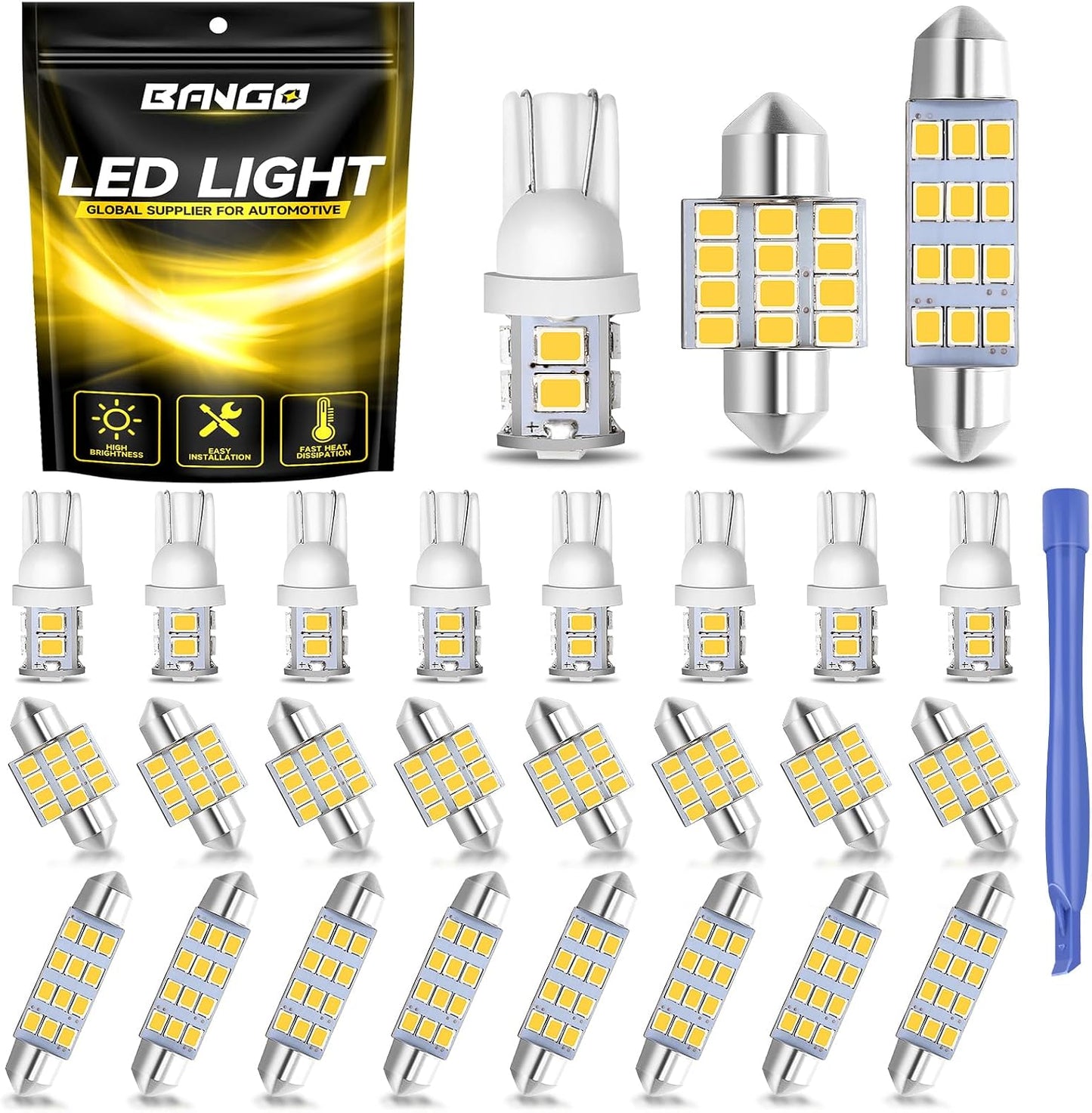 24 Bombillas LED Interior Auto Sin Polaridad Con Herramienta
