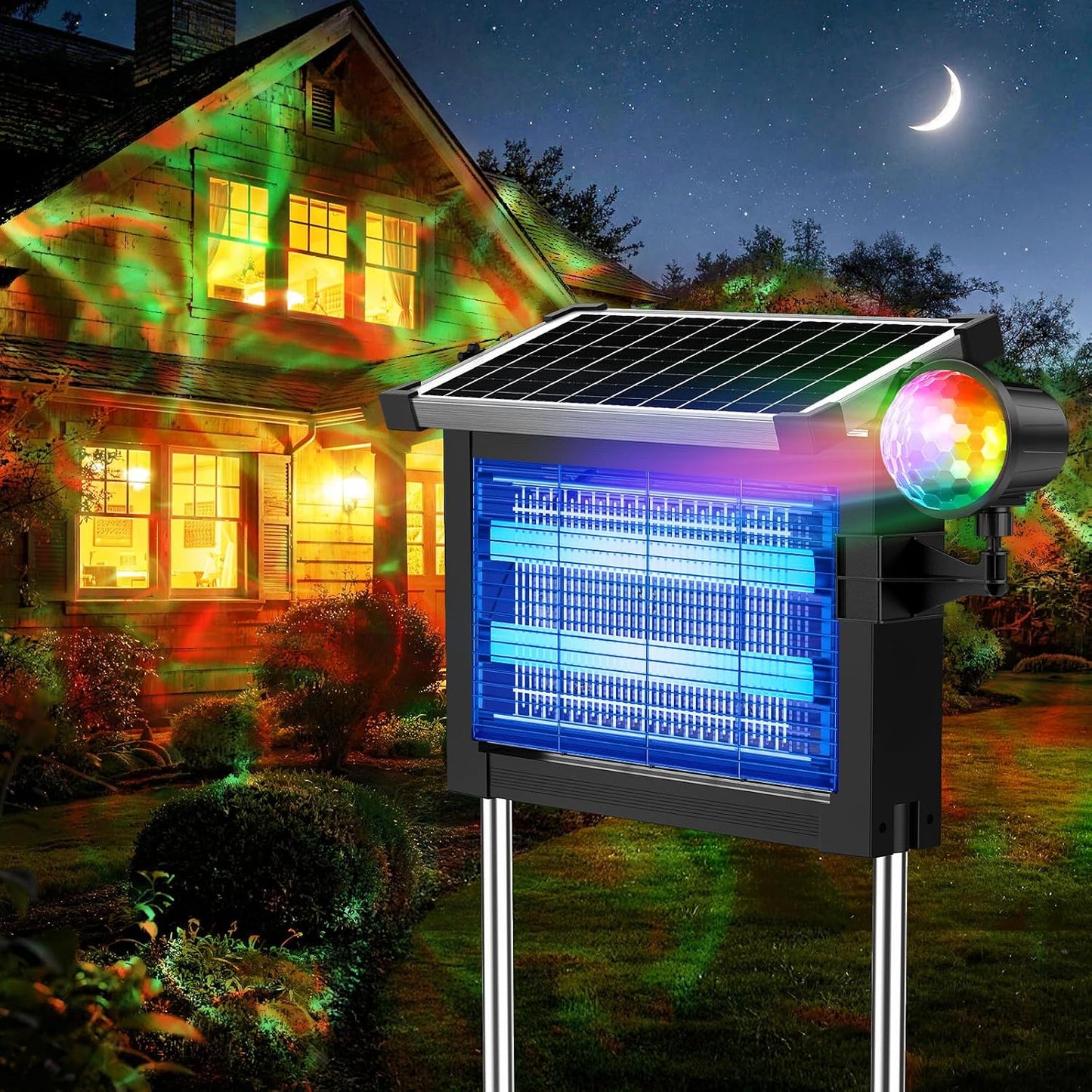 Exterminador solar de insectos 2en1 con proyector de ondas de agua