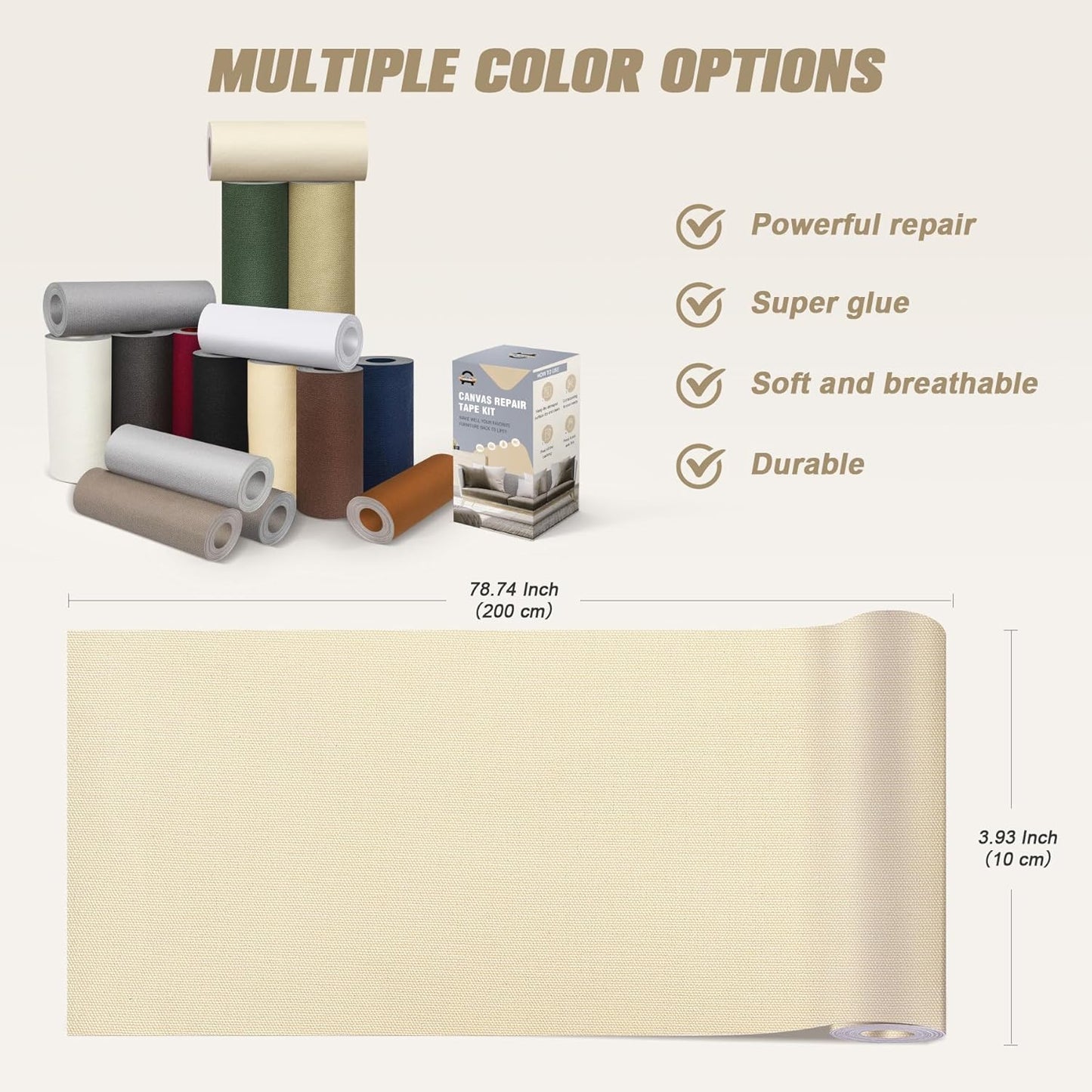 Parches lona 4x79" autoadhesivos impermeables kit reparación