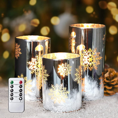Velas LED de nieve con control remoto set 3