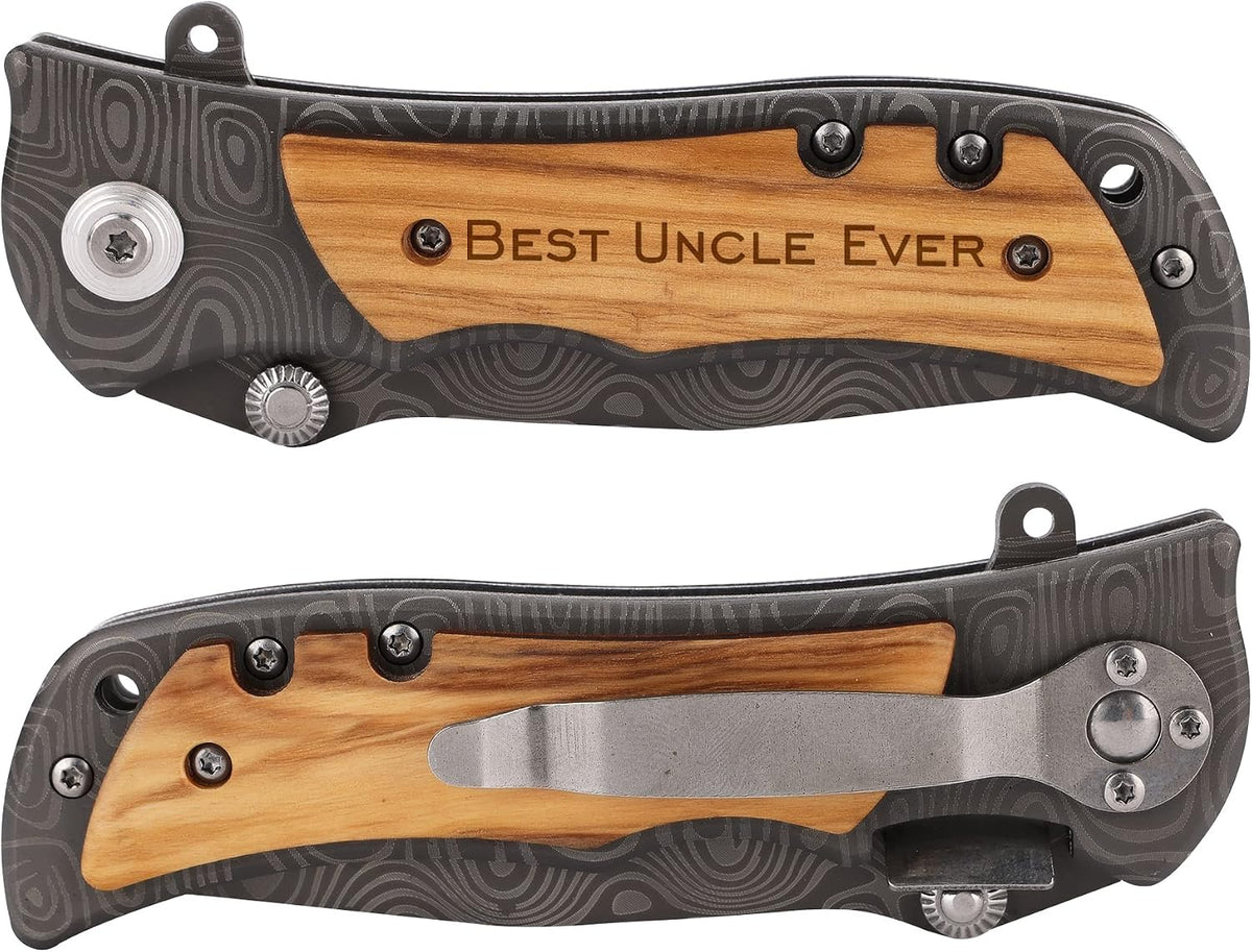 Cuchillo de madera grabado regalo para tío cumpleaños