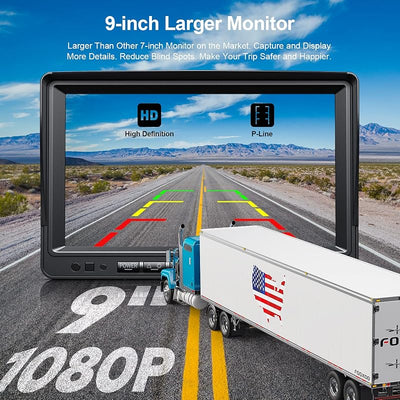 Monitor 9" cuádruple cámara inalámbrica para RV camión