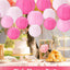48 Linternas papel decoración fiesta colgantes 4-10pulg rosa