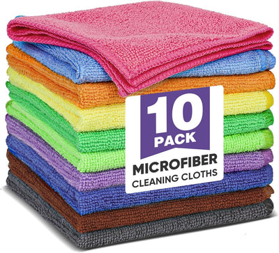 10 Pzas Paños Microfibra 11.8x11.8pulg 10 Colores Absorbentes