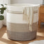 Cesta lavandería 100L tejida decorativa 19x21" amarillo