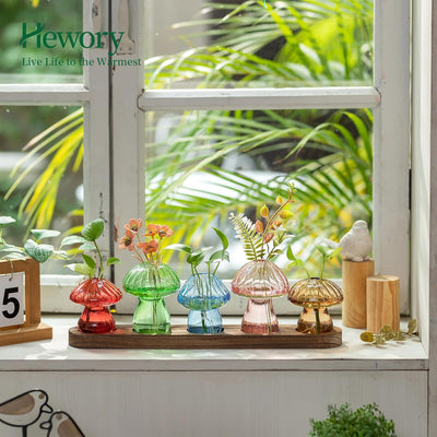 Soporte hongo vidrio maceta decoración casa