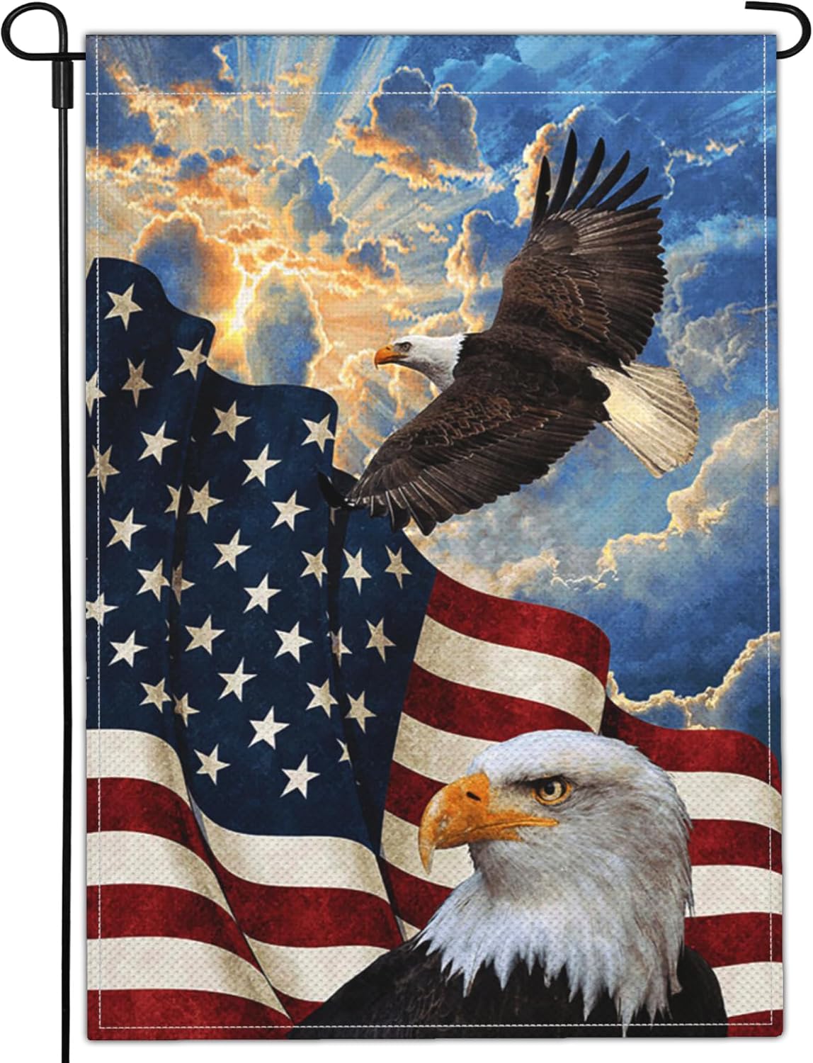 Bandera jardín doble cara 12x18pulg águila americana