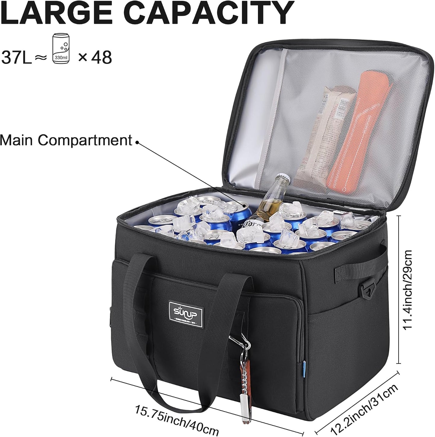 Bolsa termoaislante 48 latas plegable viaje camping