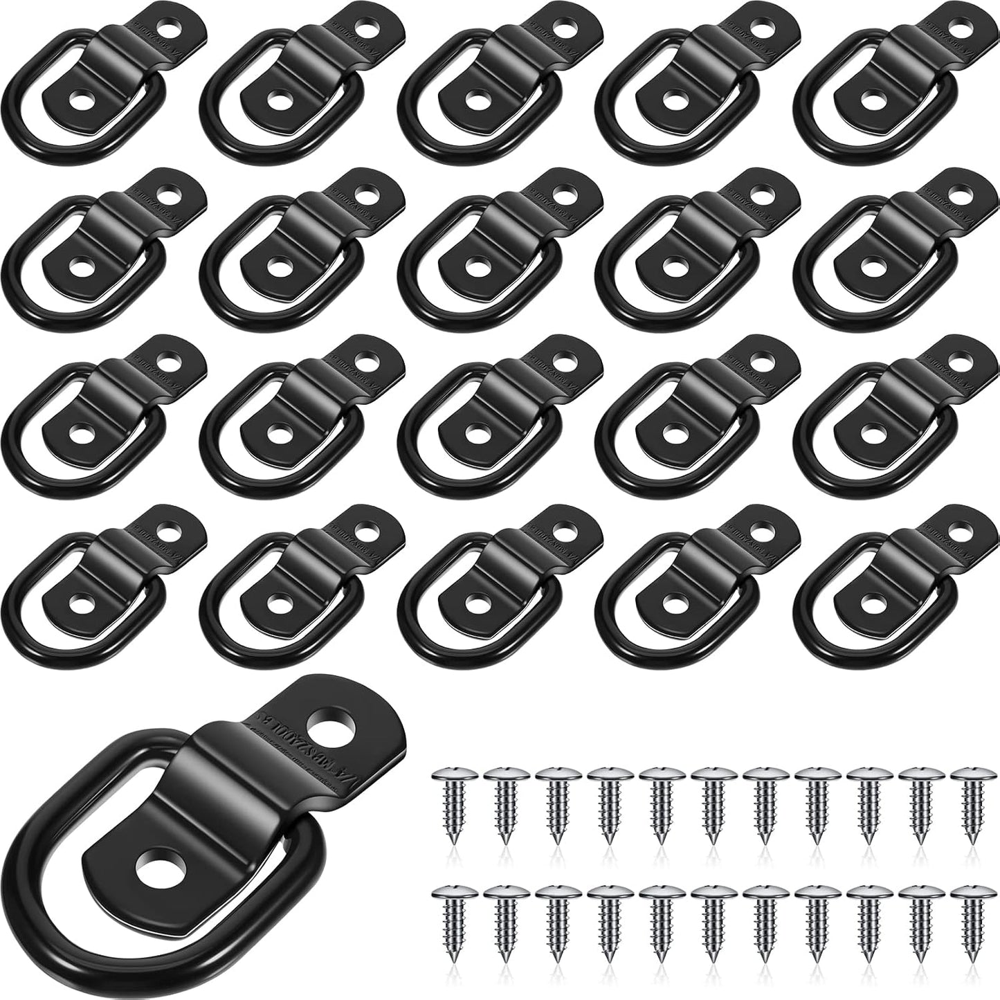 20 Anillos D 1/4" Anclaje 2400lb Correas Acero