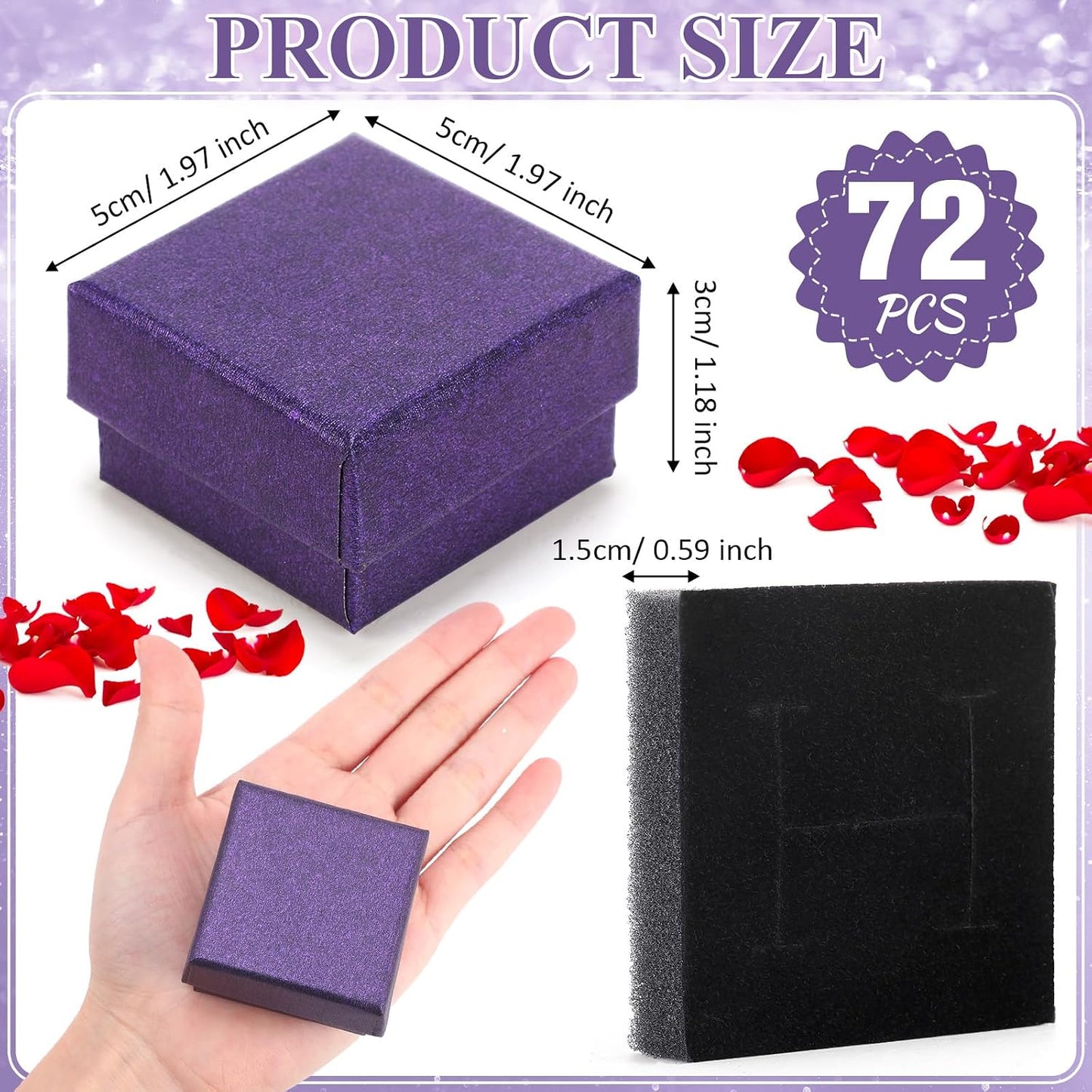 72 Pzas Cajas Regalo Joyas 2x2x1.2" para Bodas Navidad