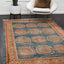 Alfombra medallón tribal 6x9ft color azul marino/beige