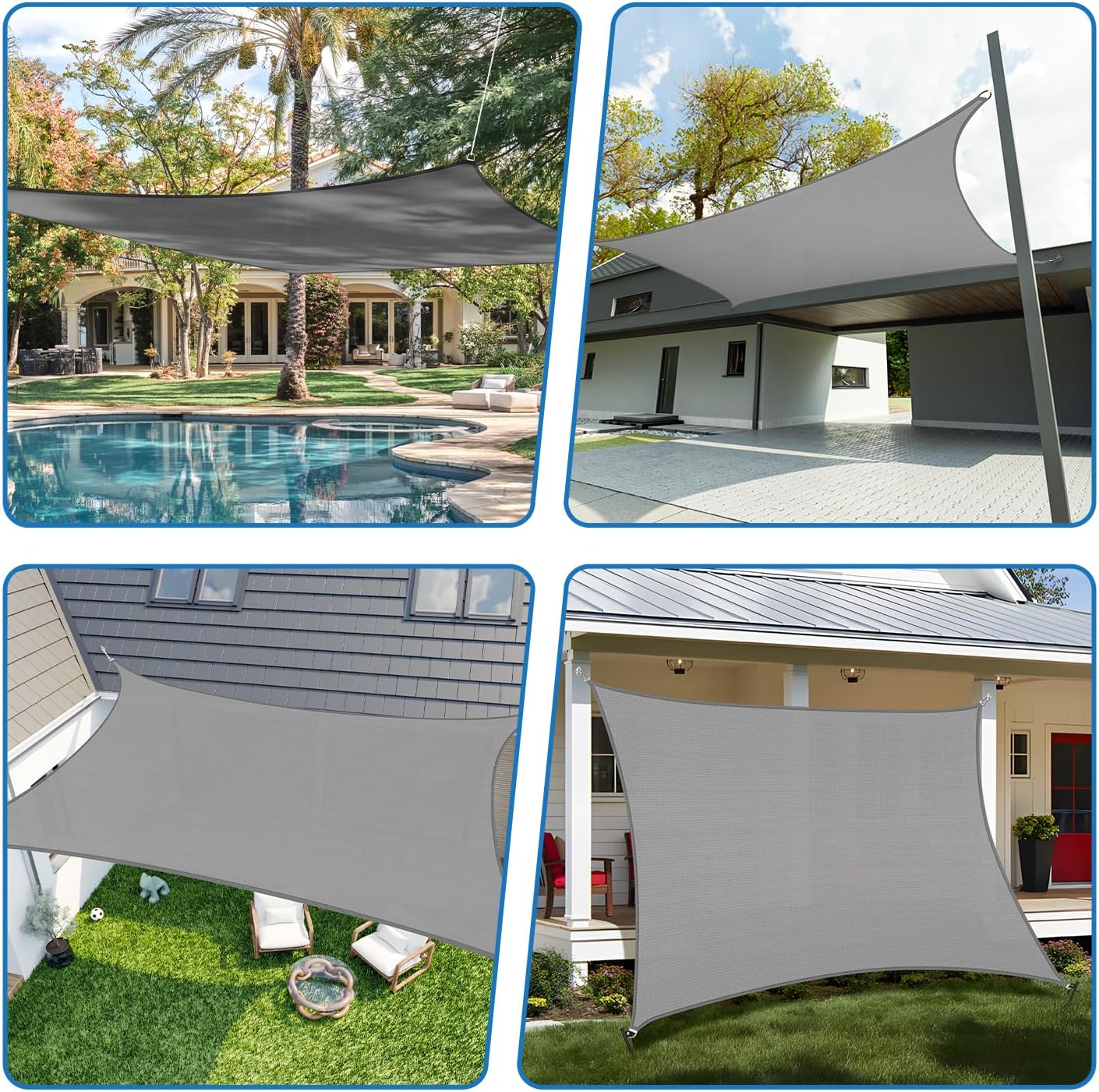 Toldo cuadrado para patio terraza 10x13ft color gris