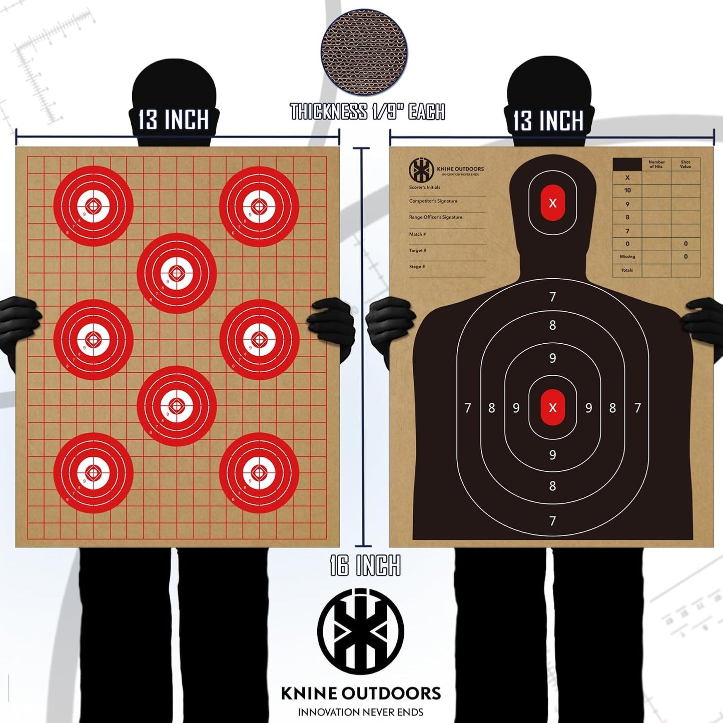 Objetivo de cartón 13x16" para tiro ISPC USPSA IDPA