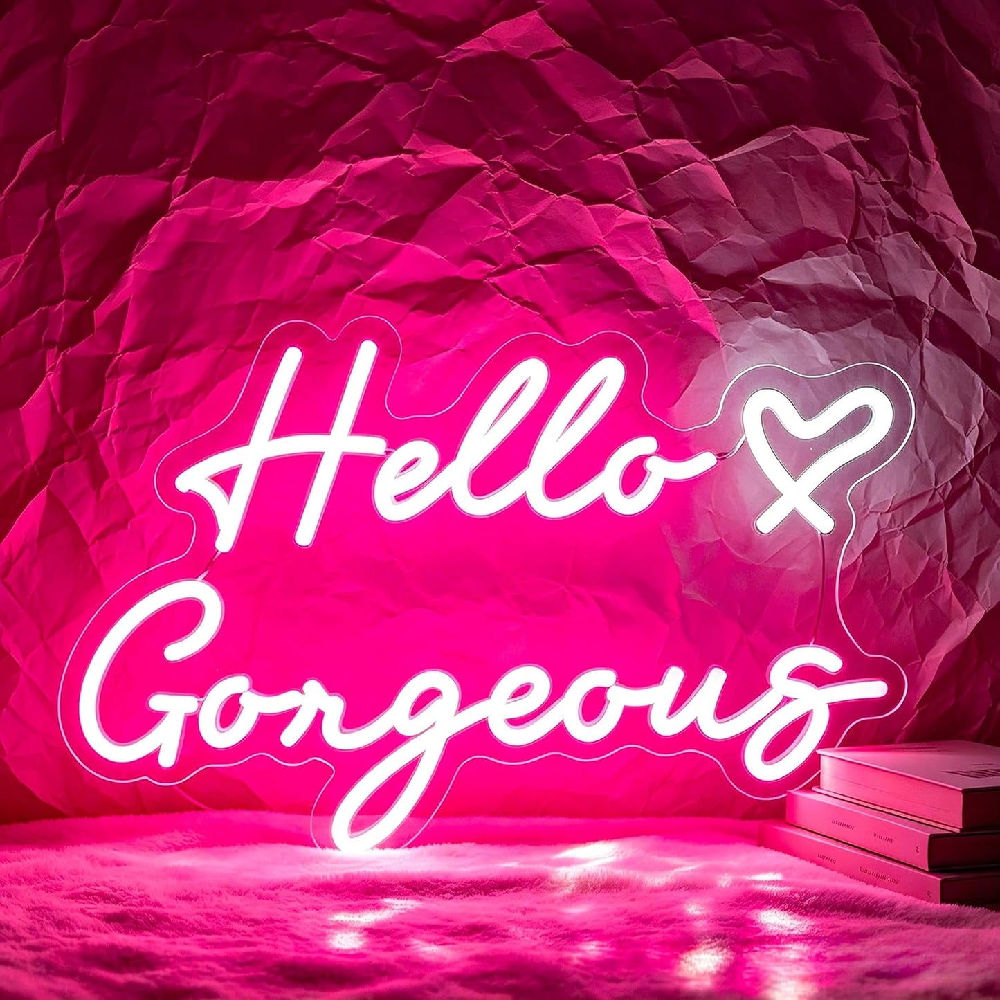Letrero Neón Hola Hermosa Rosa LED para Barra Cerveza