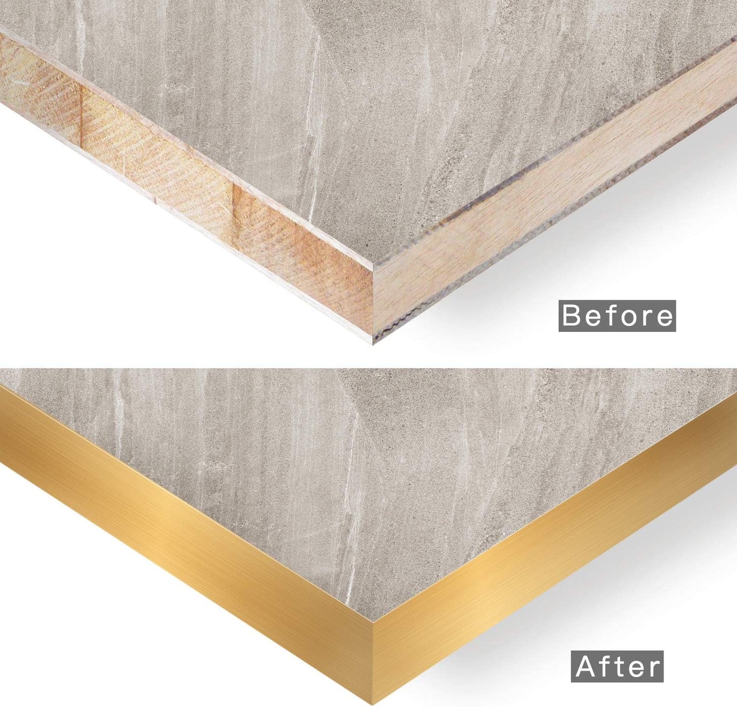 Bandas borde dorado aluminio cepillado 3/4pulg x10ft