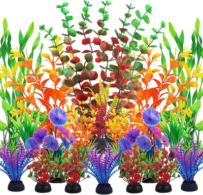 Plantas artificiales plástico acuario 20uds coloridas