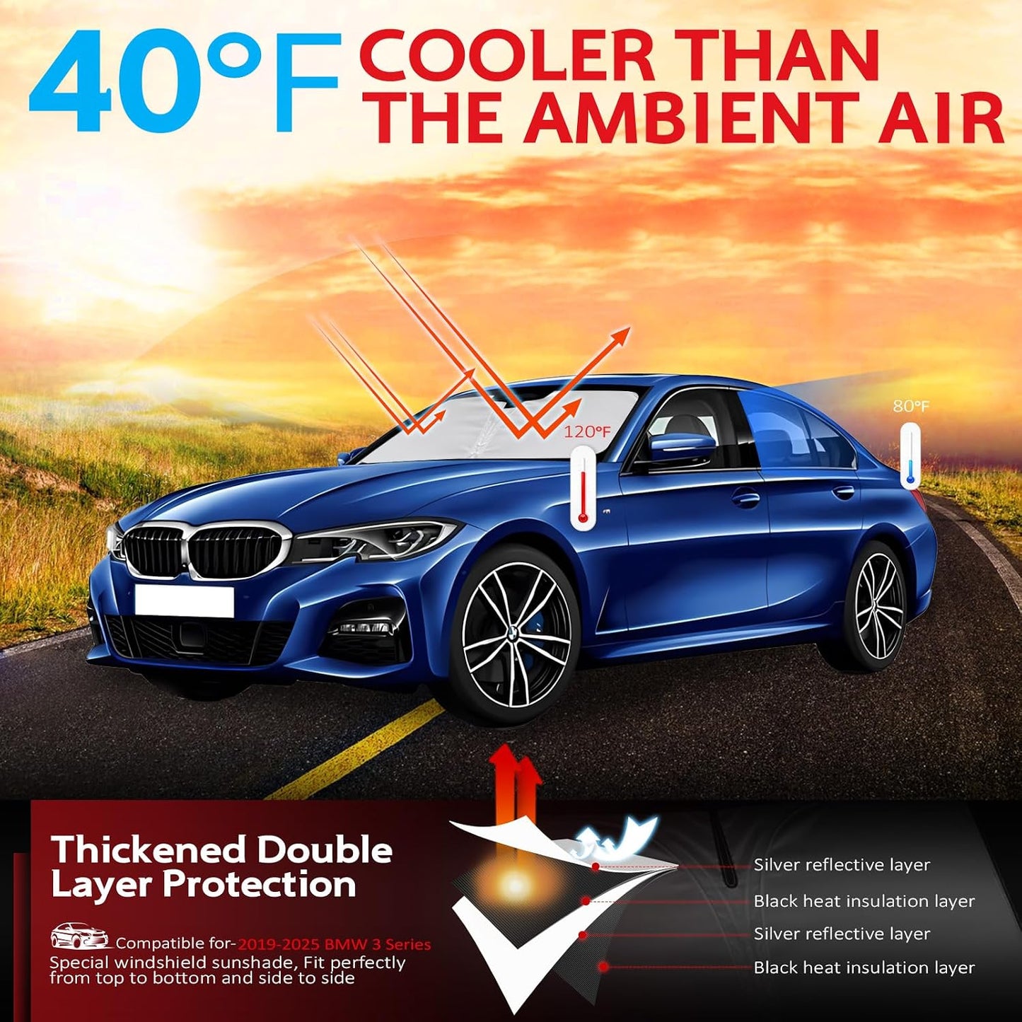 Parasol plegable BMW Serie 3 2019-25 para ventanilla
