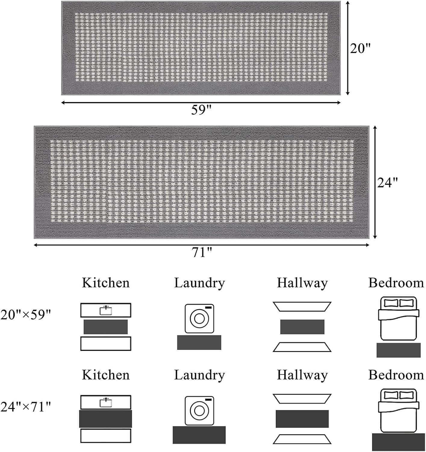 Alfombra pasillo 50,8x150,8cm absorbente antiderrap lavable