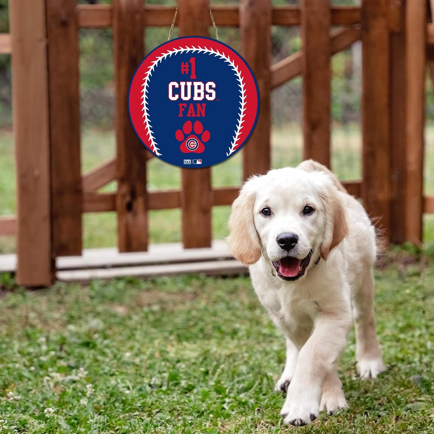 Letrero MLB Chicago Cubs forma béisbol madera