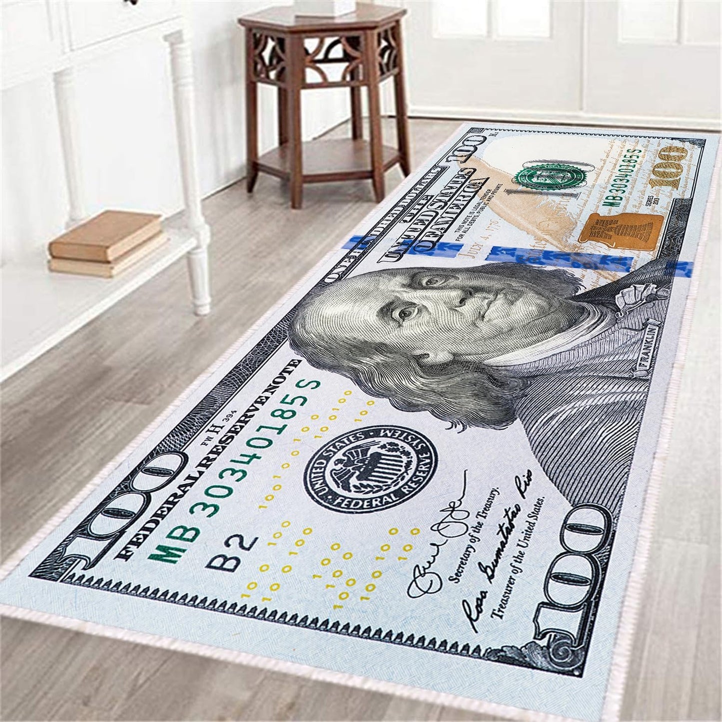 Alfombra pasillo 2x6ft antiderrap lavable 100 billetes