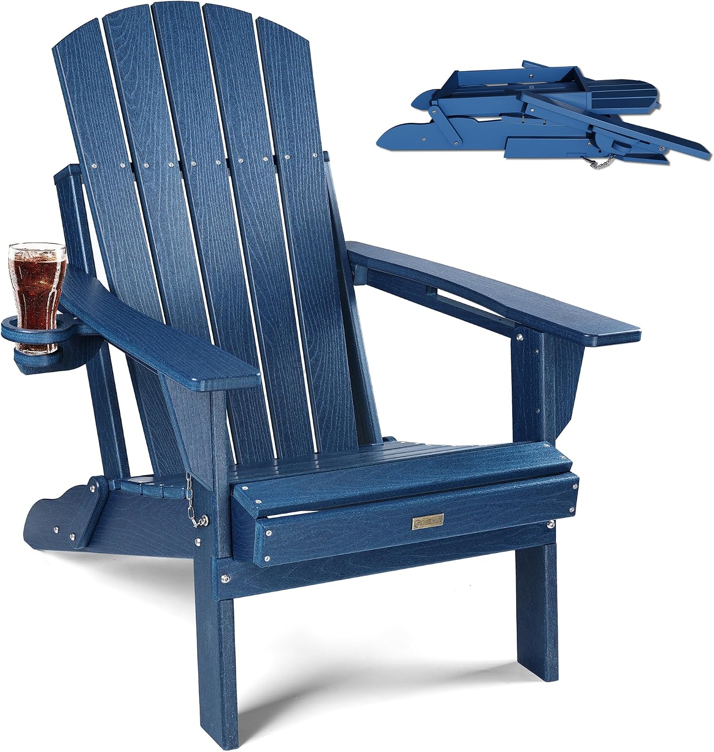Silla Adirondack Plegable Plástico HDPE con Soporte Tazas