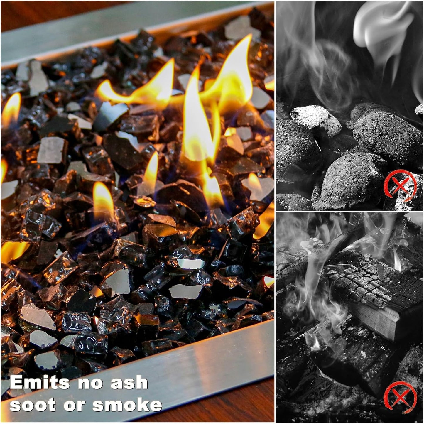 Cuenco fuego vidrio 10lb 1/2" interior exterior chimenea gas