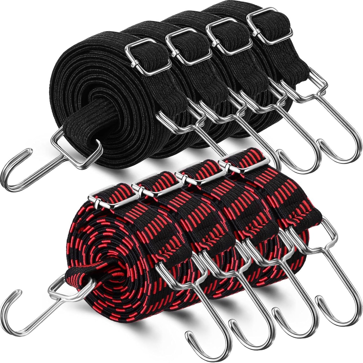 8 Pzas Correas Elásticas 80" Ancho 1" Hebilla Metal