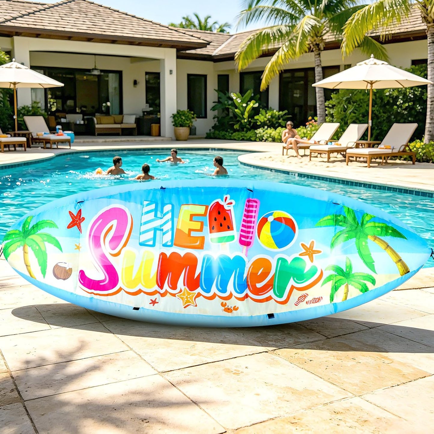Tabla surf inflable 1.5m con luces LED decoración verano