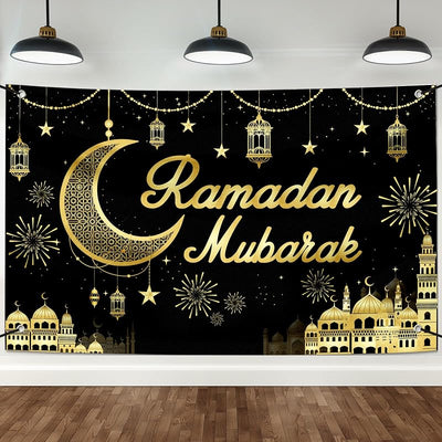 Cartel Eid Mubarak 72x44pulg decoración hogar y fiestas