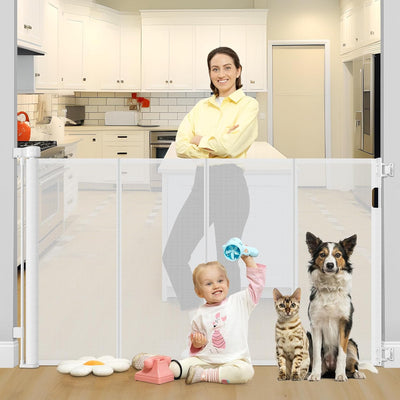 Puerta retráctil reforzada 42x80pulg para gatos y bebés