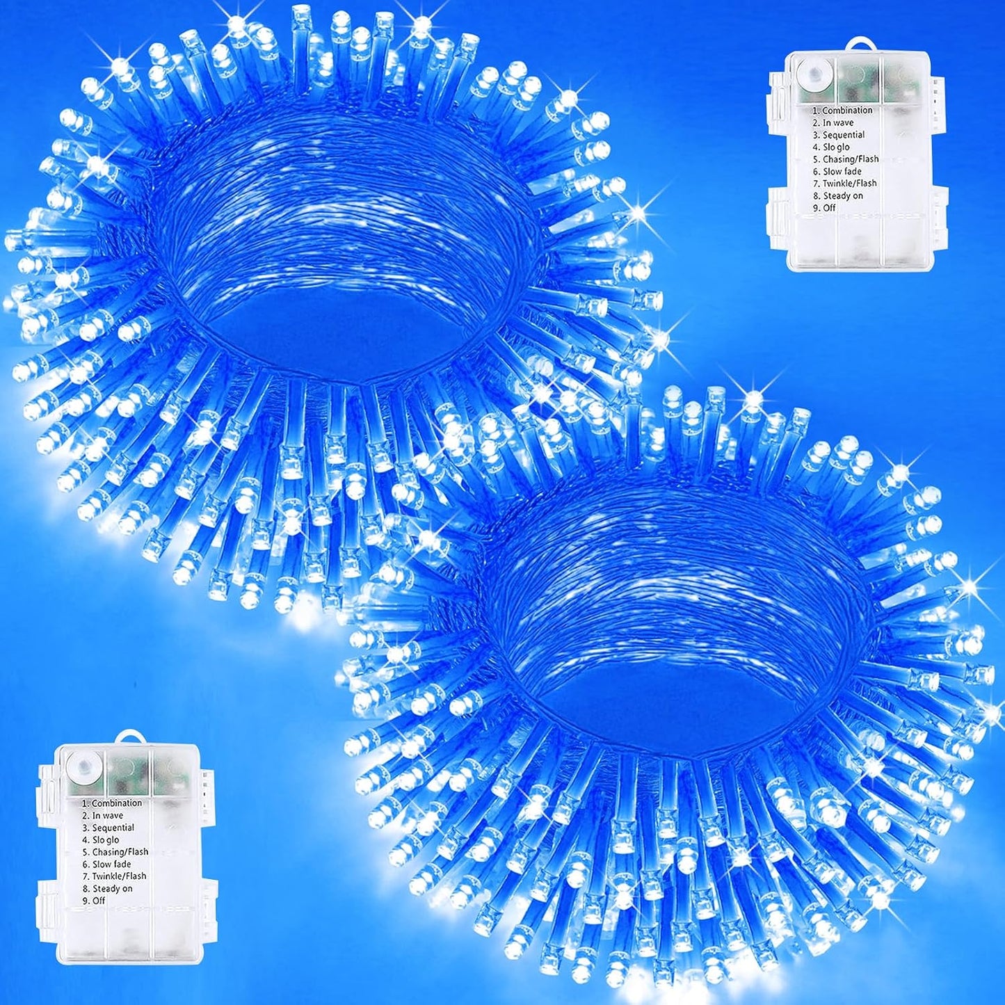 2 Pzas Luces LED Impermeables 66" 8 Modos Azul