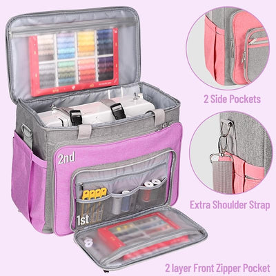 Estuche máquina coser con correa hombro almohadilla acolchada morado