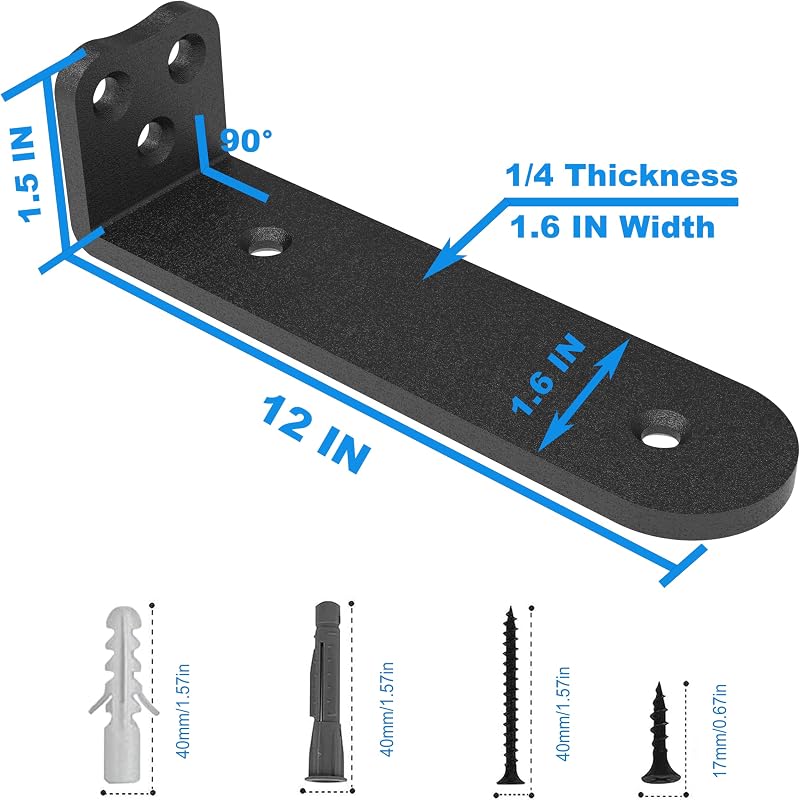Soportes estante flotante L 30cm 6 Pzas negros 90kg