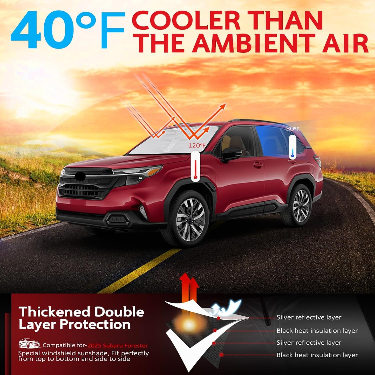 Parasol plegable para parabrisas Su-baru Forester 2025-26