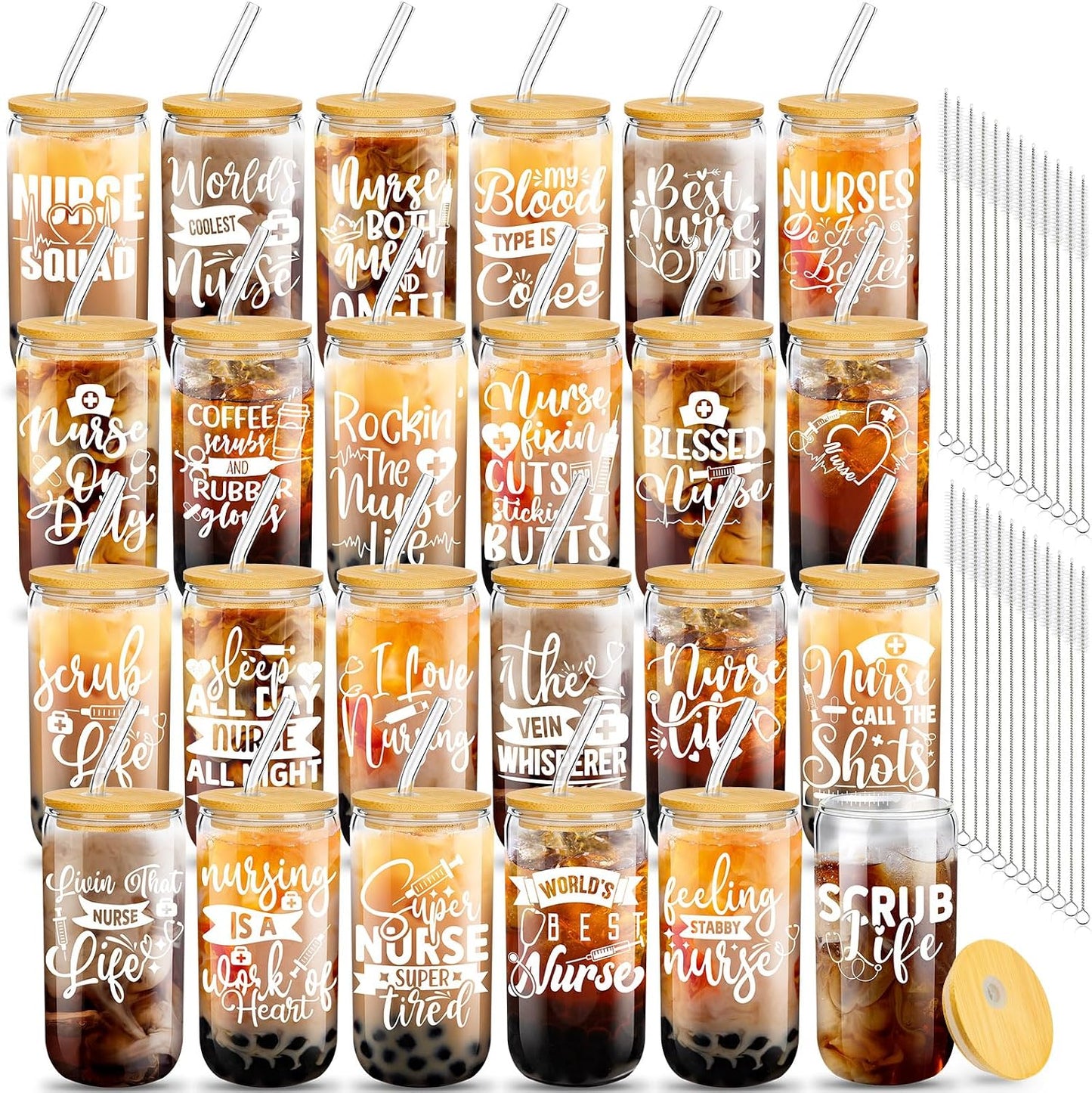 Set 24 Tazas Lactancia Navidad 16oz con Tapas y Pajitas