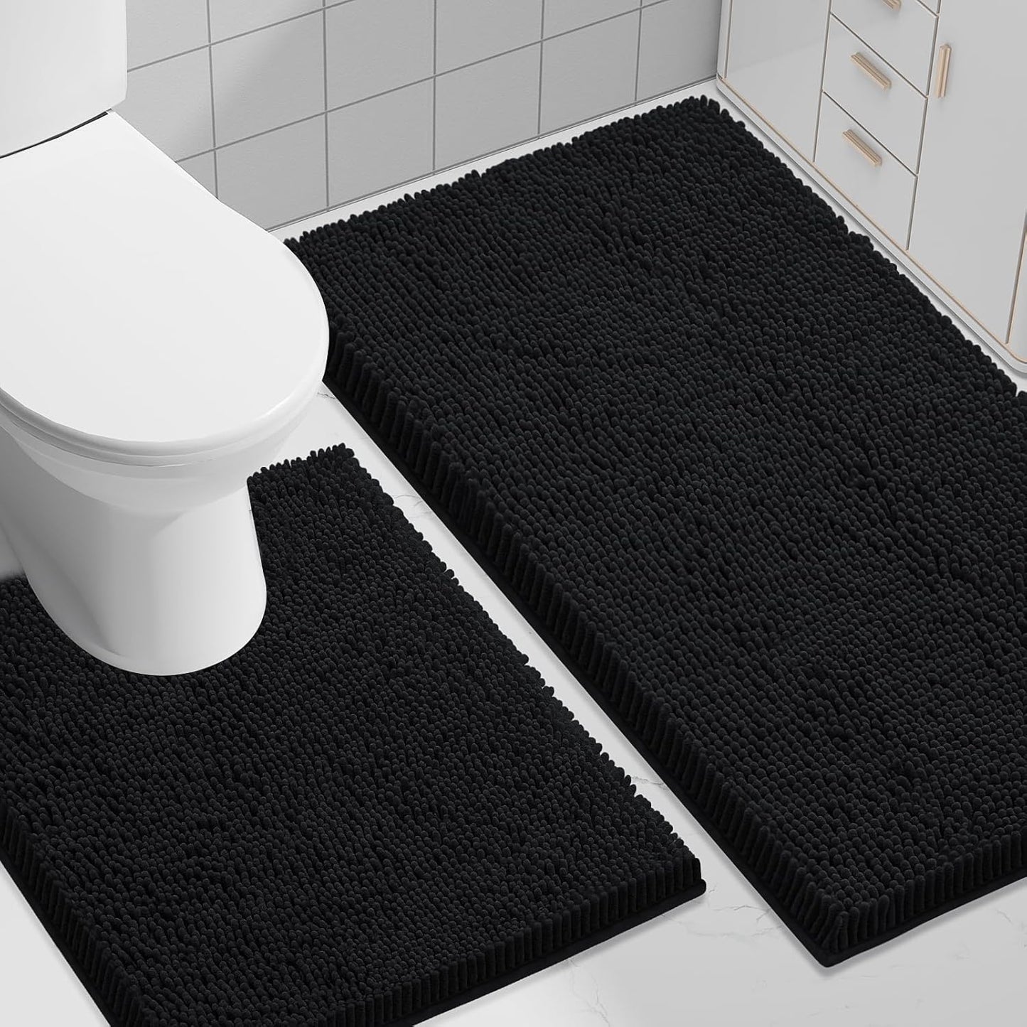 Set 2 Alfombras Baño Felpilla Antiderrap U
