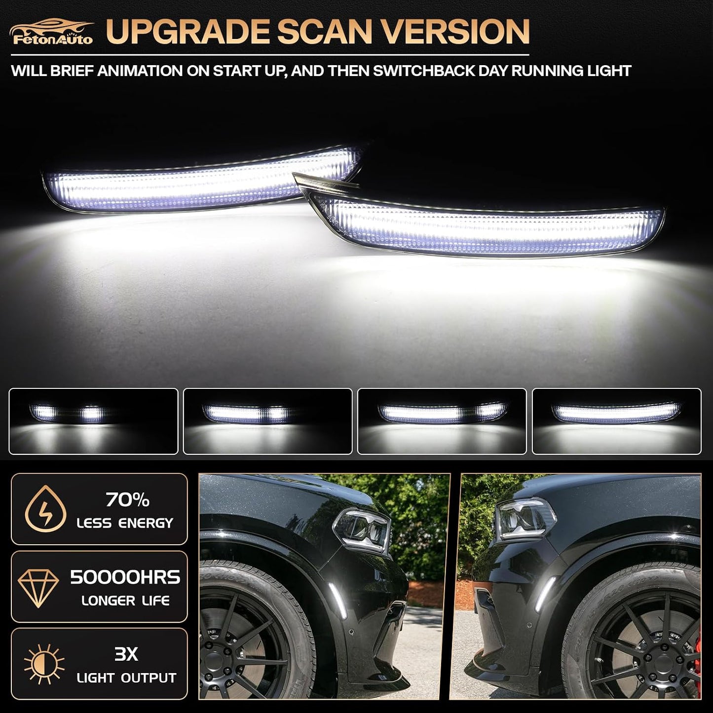 Luz LED lateral Dodge Durango parachoques blanca ahumada