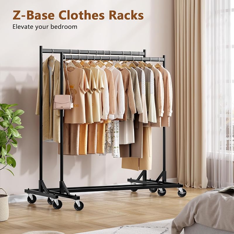 Set 2 percheros rodantes con base Z negro