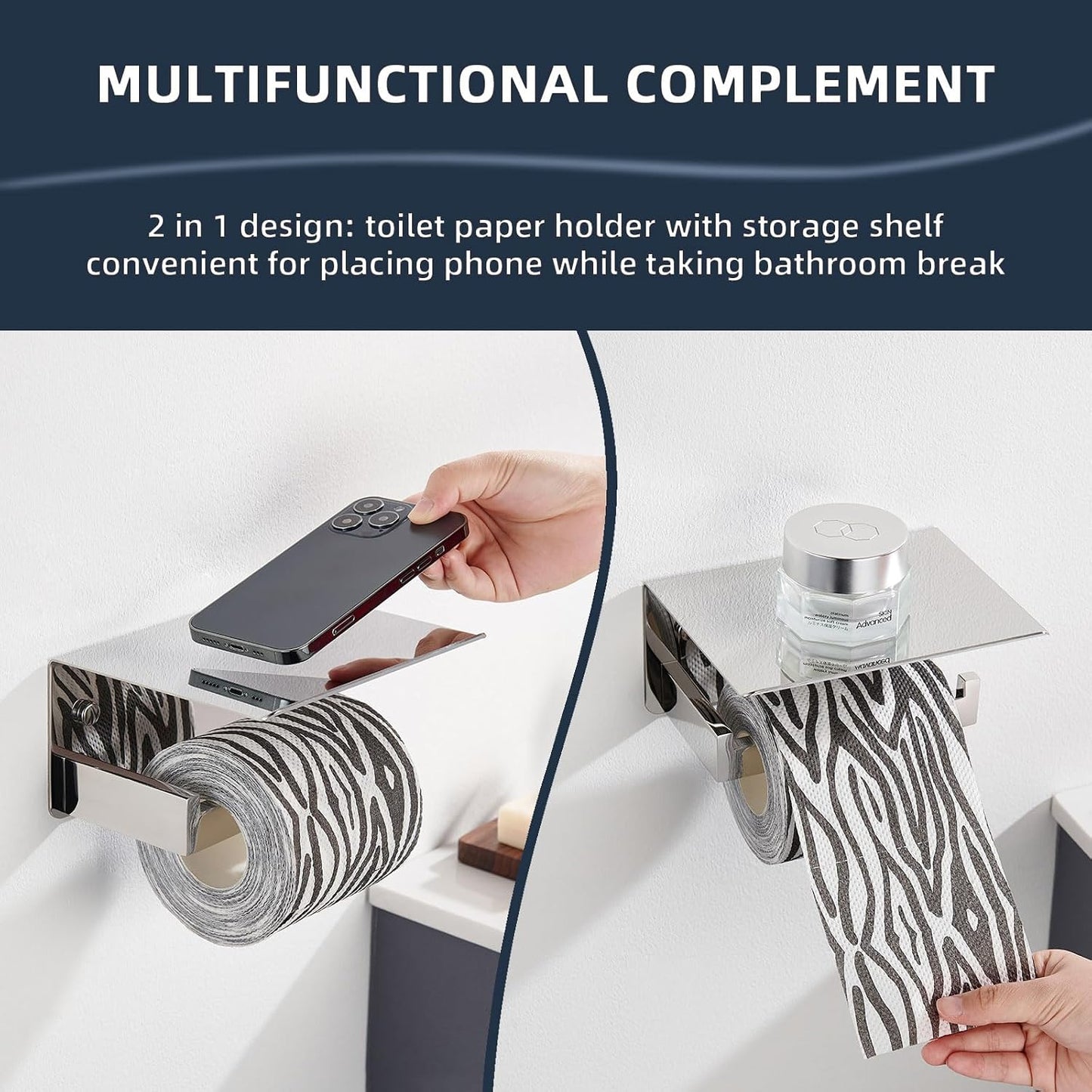 Portarrollos papel higiénico acero inox 304 cromado pared