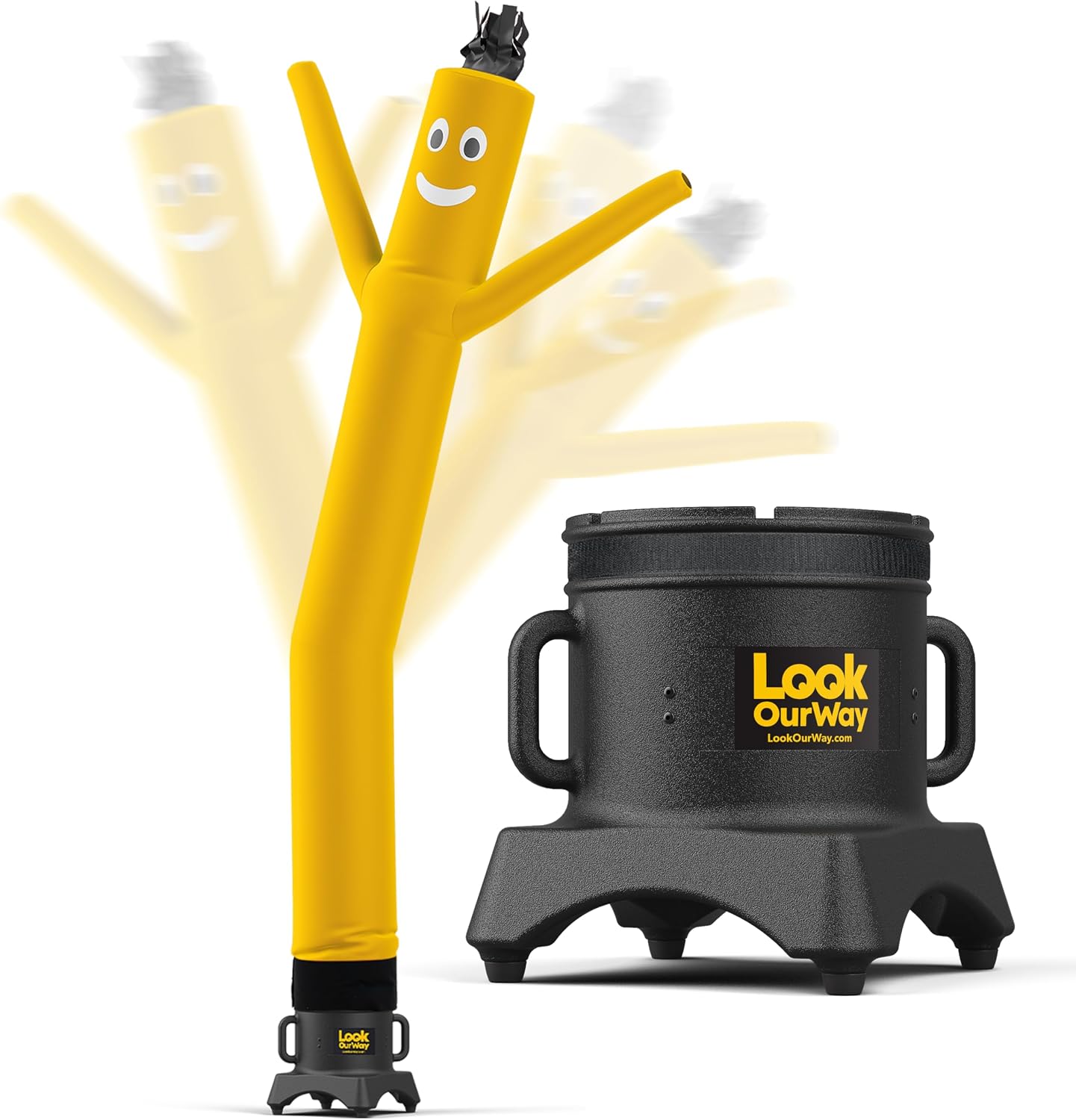 Muñeco inflable tubo 3,05m soplador movimiento loco amarillo