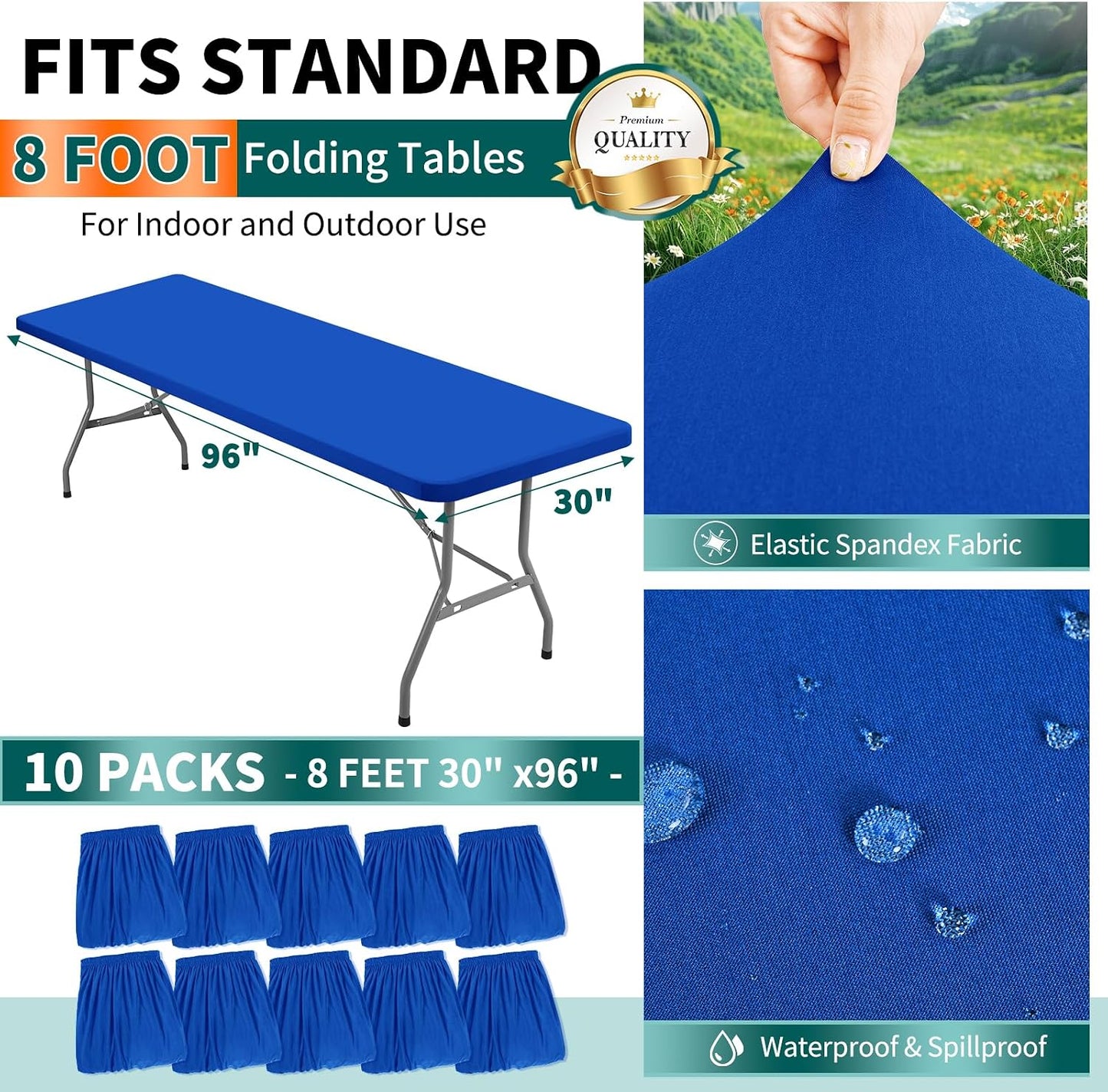 Set 10 Manteles Elásticos para Picnic 8ft Impermeable