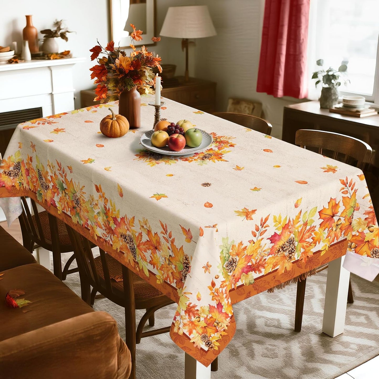 Mantel rectangular hojas arce otoñal impermeable 55x70pulg