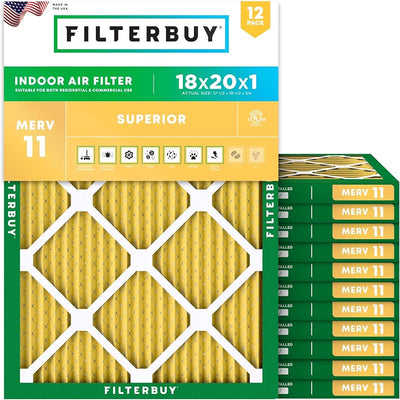 Filtro aire MERV 11 18x20" para mascotas alergias 12 pzas