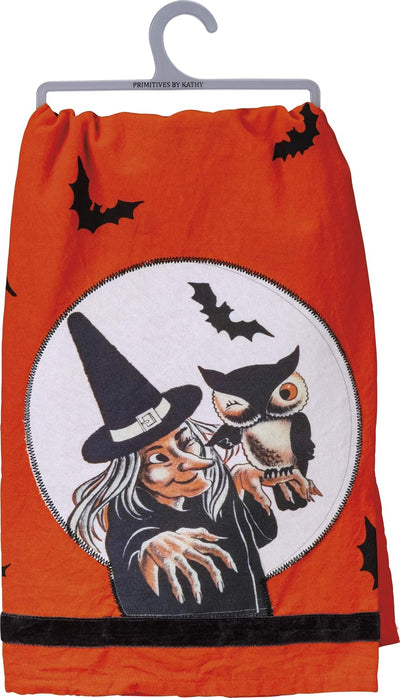 Toalla cocina Halloween retro bruja 28x28pulg