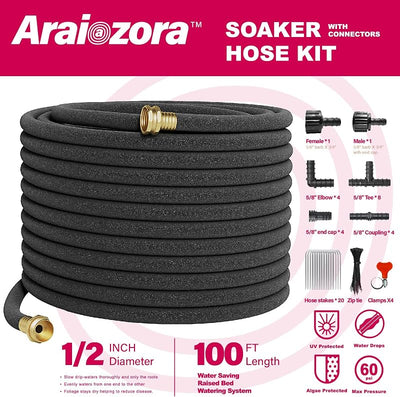 Manguera riego 100ft con conector latón 1/2pulg
