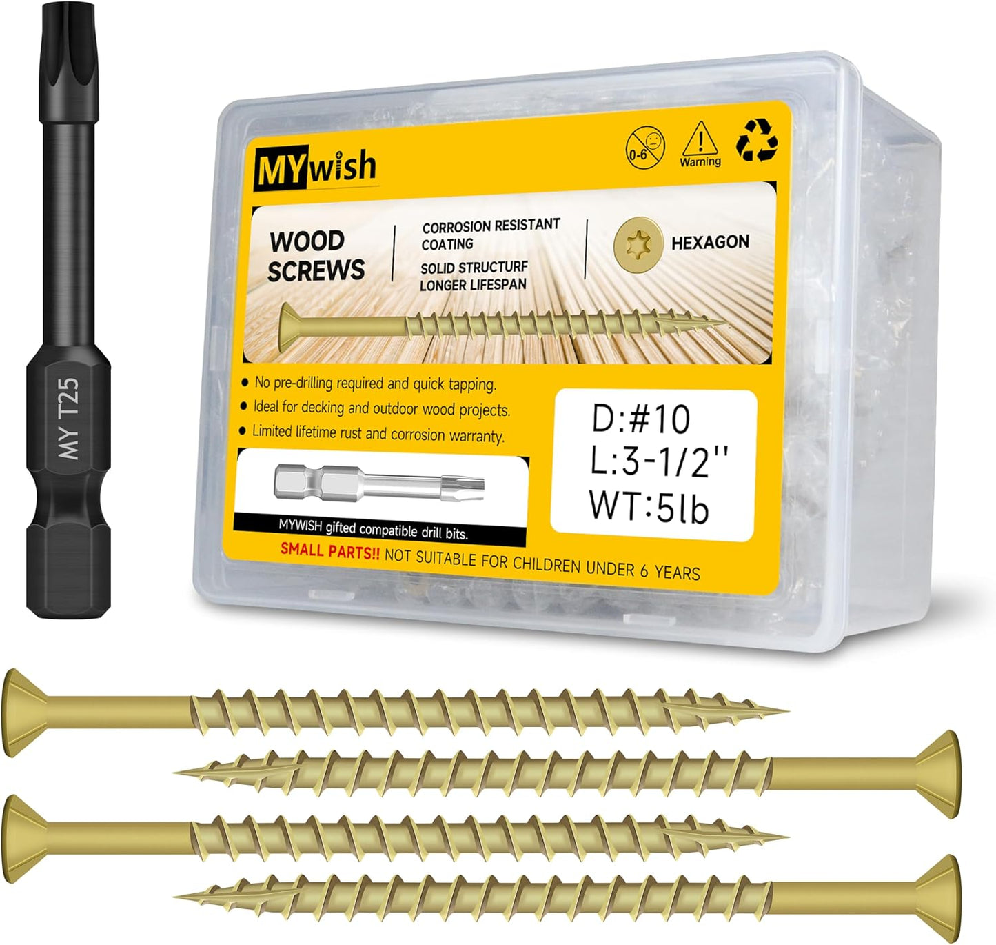 Tornillos madera 10x3.5pulg caja 5lb T25 Torx resistentes