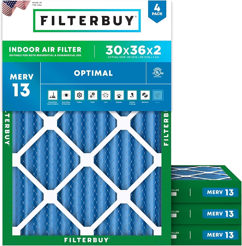 Filtro aire MERV 13 30x36x2 pack 4 reemplazo HVAC AC